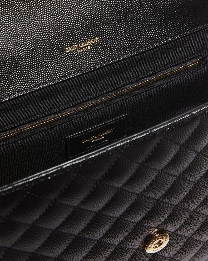 Saint Laurent Envelope Triquilt Large YSL Shoulder Bag in Grained Leather