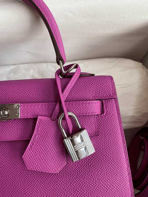Hermès Kelly Handbag Pink Epsom with Palladium Hardware 25