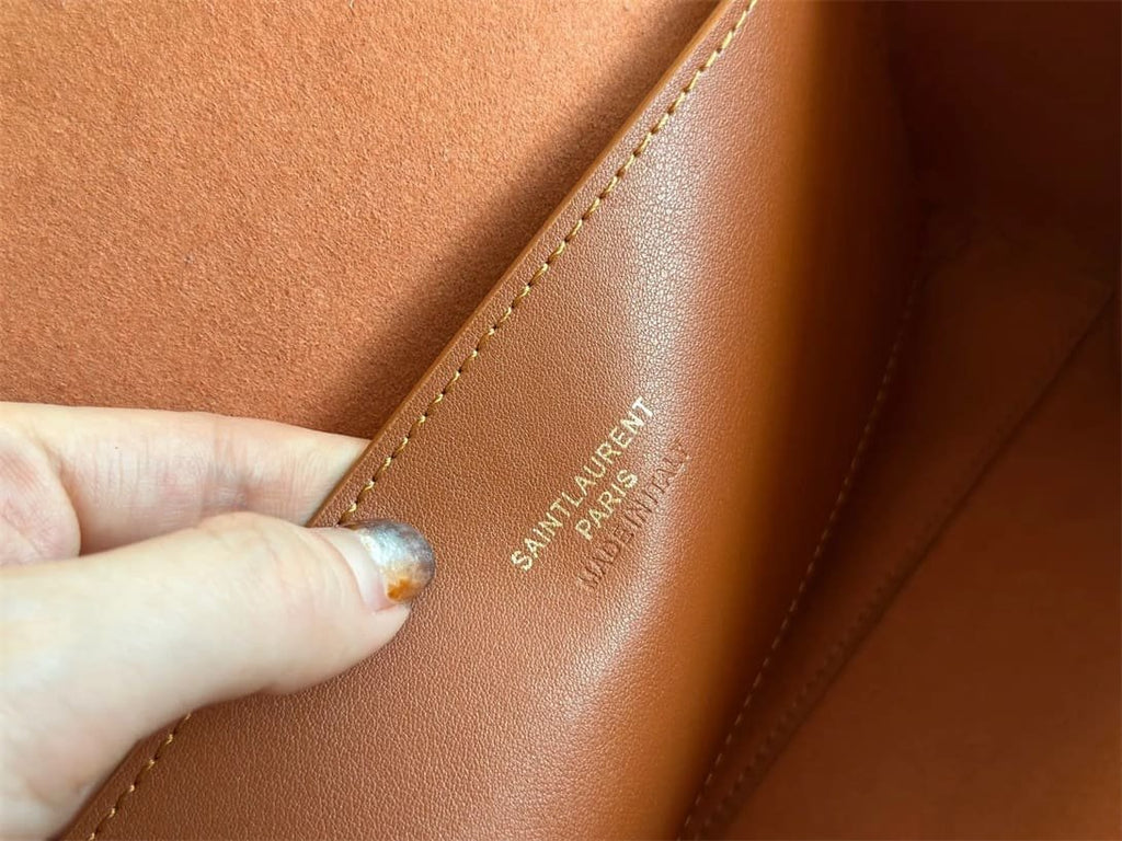 Saint Laurent Medium Double-Sided Lettering Kate Crossbody Bag in Calfskin and Crocodile-Embossed Suede