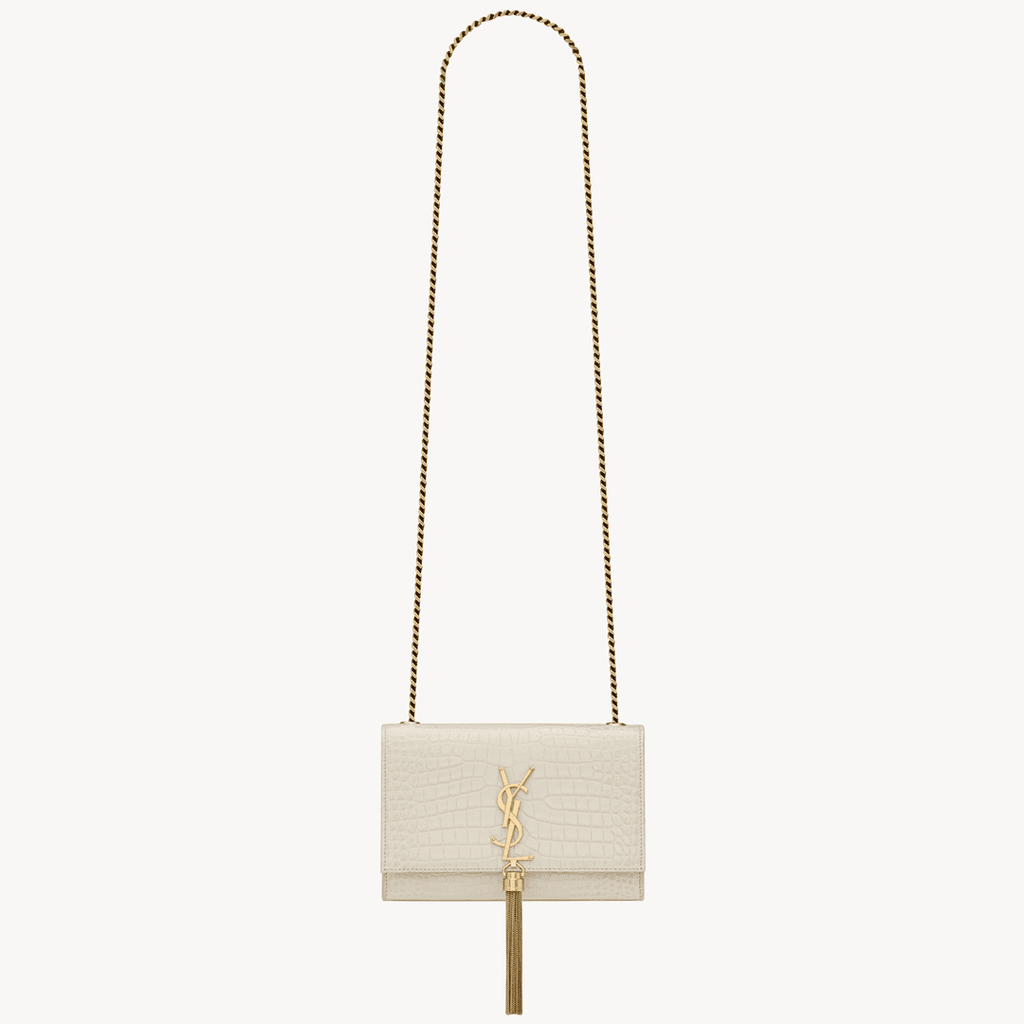 Saint Laurent KATE SMALL TASSEL IN CROCODILE-EMBOSSED LEATHER