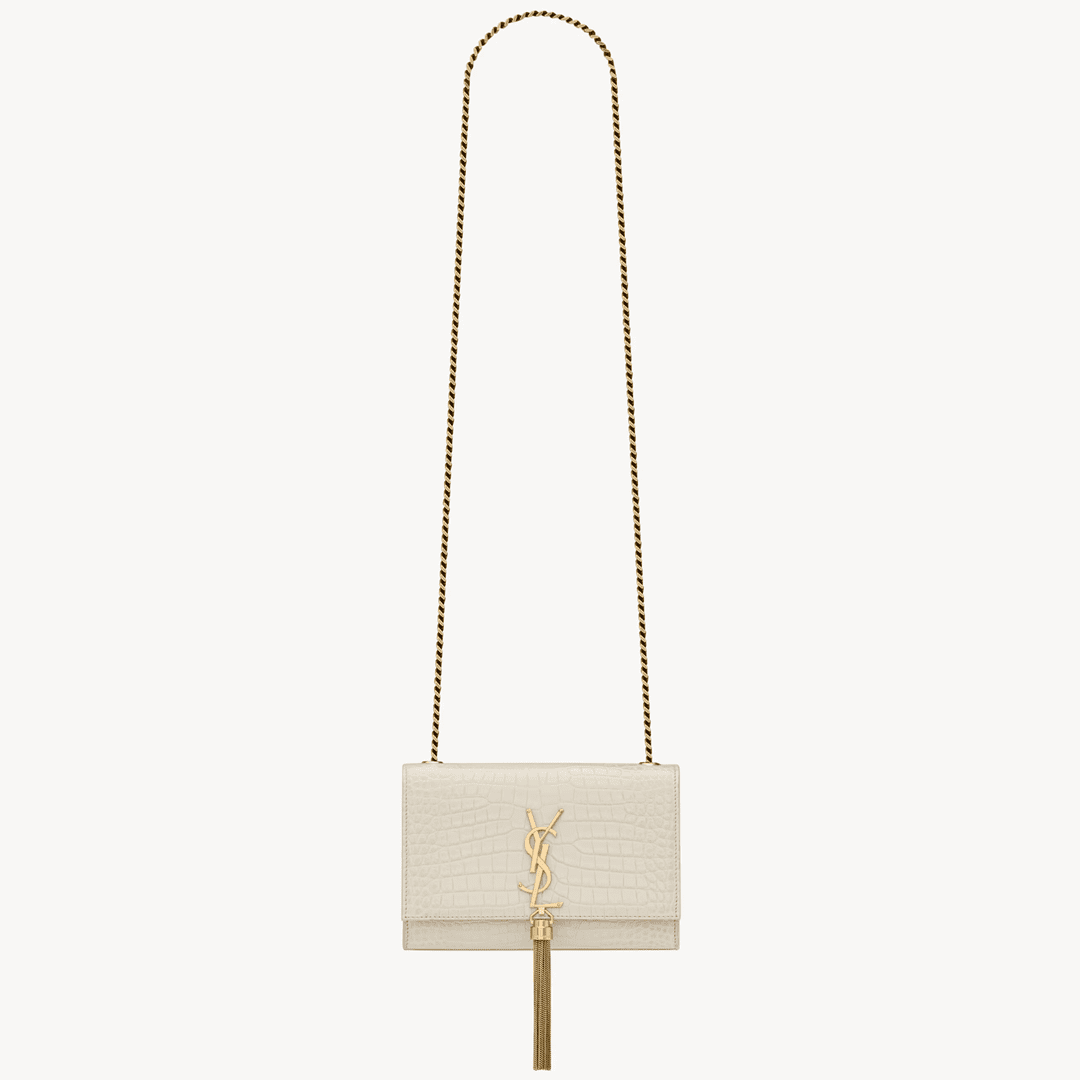 Saint Laurent KATE SMALL TASSEL IN CROCODILE-EMBOSSED LEATHER