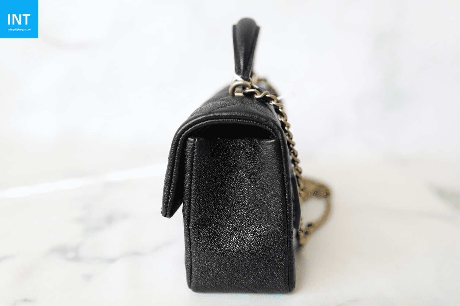 Chanel Top Handle Mini Rectangular, Black Caviar with Matte Gold Hardware