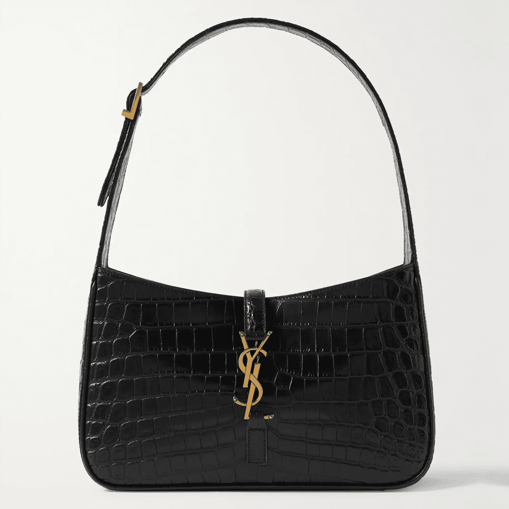 Saint Laurent Le 5 A 7 YSL Shoulder Bag in Croc-Embossed Leather