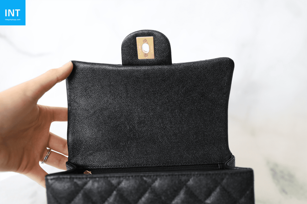 Chanel Top Handle Mini Rectangular, Black Caviar with Matte Gold Hardware