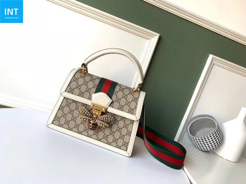 Gucci Queen Margaret Top Handle Bag GG Coated Canvas with Leather Small