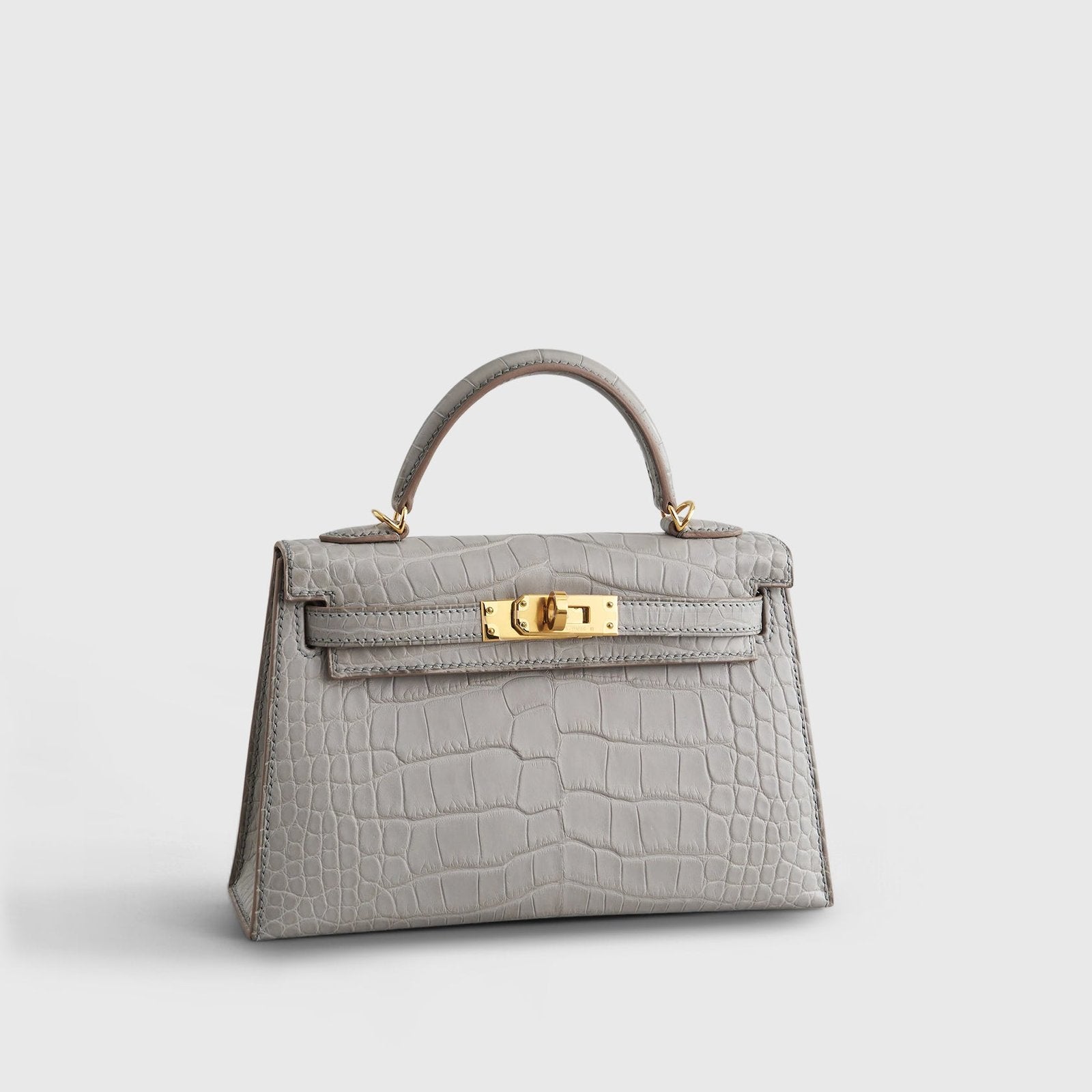 Hermès Kelly Mini Alligator Gris Perle Matte Gold Hardware