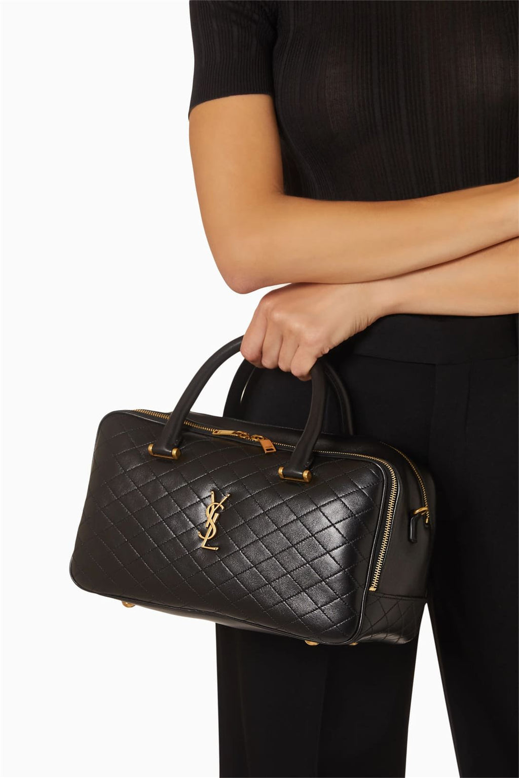 SAINT LAURENTOUT Lyia Duffle Bag in Quilted Lambskin