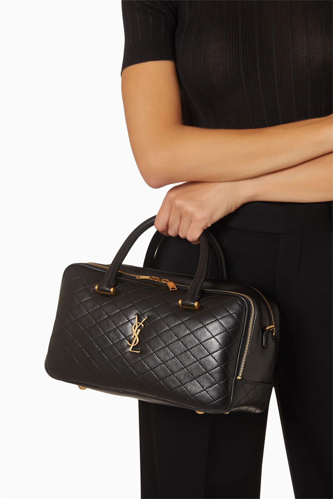 SAINT LAURENTOUT Lyia Duffle Bag in Quilted Lambskin