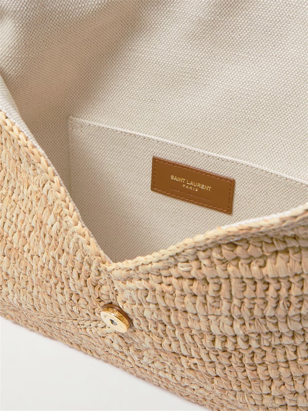 Saint Laurent Cassandre Large Envelope Pouch in Raffia