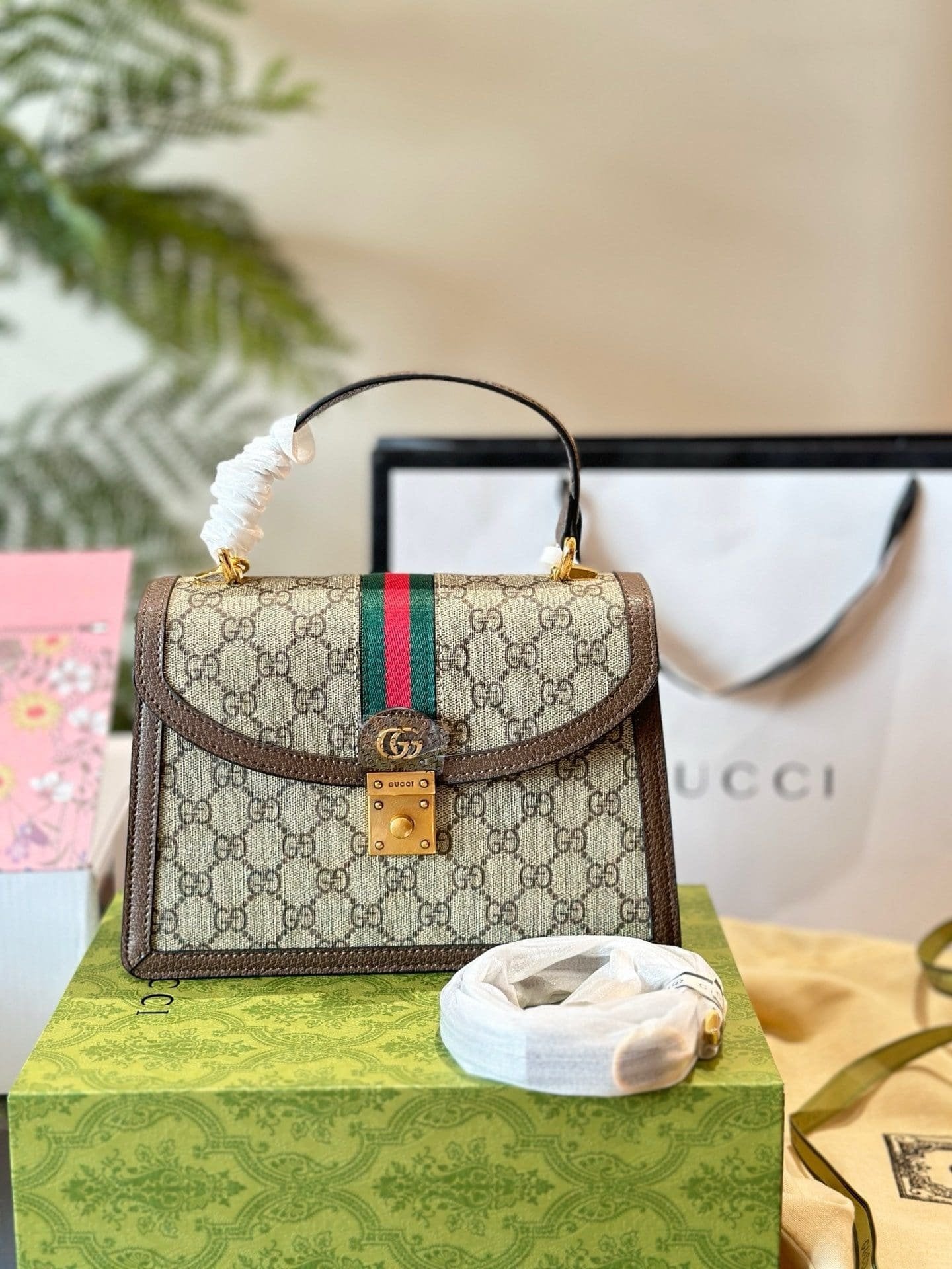 GUCCI OPHIDIA TOP HANDLE SMALL BAG