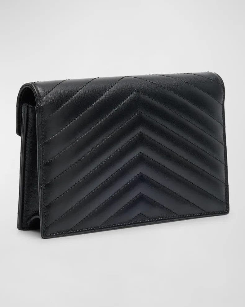 Saint Laurent Small YSL Wallet on Chain in Quilted Leather