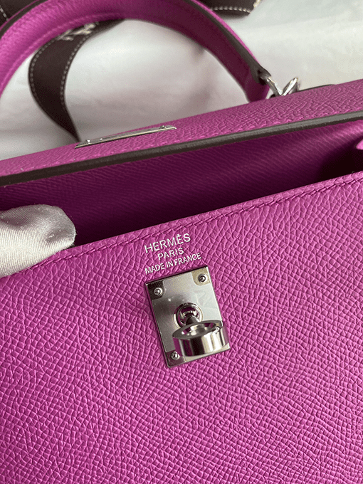 Hermès Kelly Handbag Pink Epsom with Palladium Hardware 25
