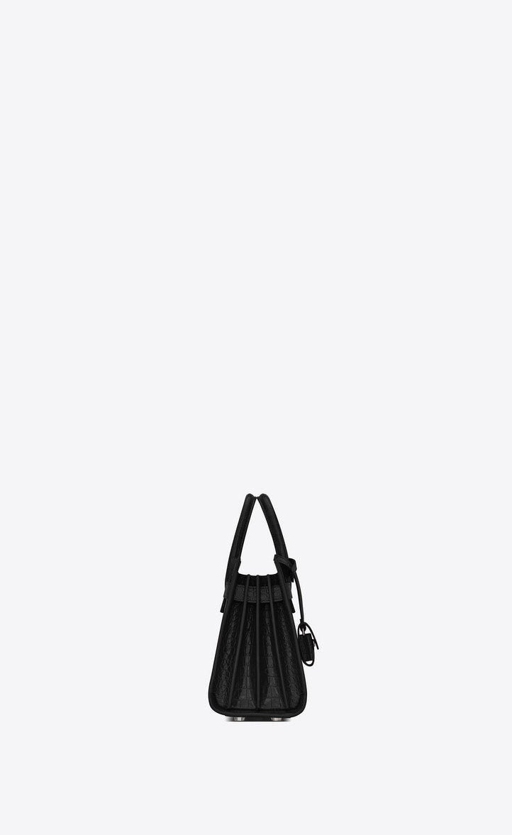 Saint Laurent SAC DE JOUR NANO CROCODILE-EMBOSSED LEATHER BAG