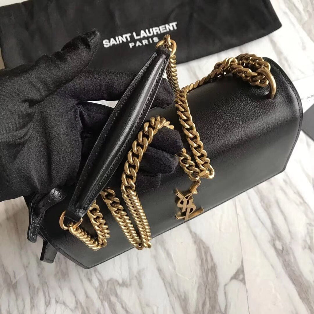 Saint Laurent  Calfskin Bi-Color Medium Monogram Sunset Black Pearl White