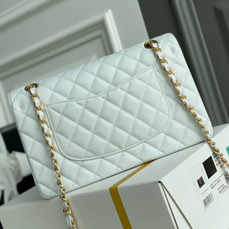 Chanel Classic Flap Handbag Gold Metal