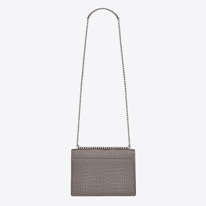 Saint Laurent Sunset Medium In Crocodile Embossed Shiny Leather