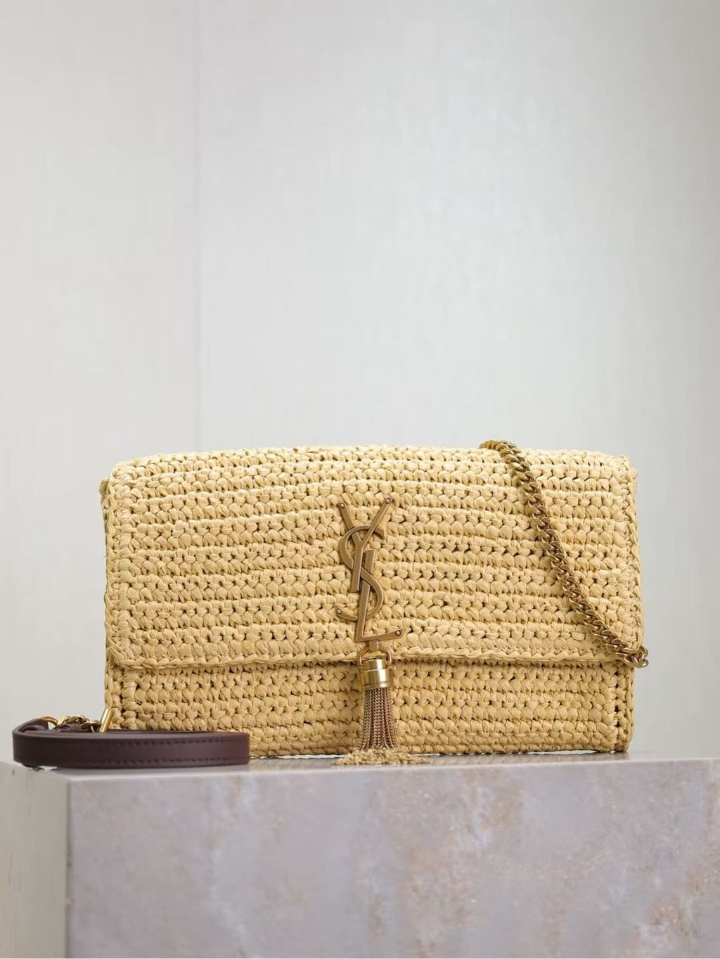 Saint Laurent kate 99 tassel in raffia