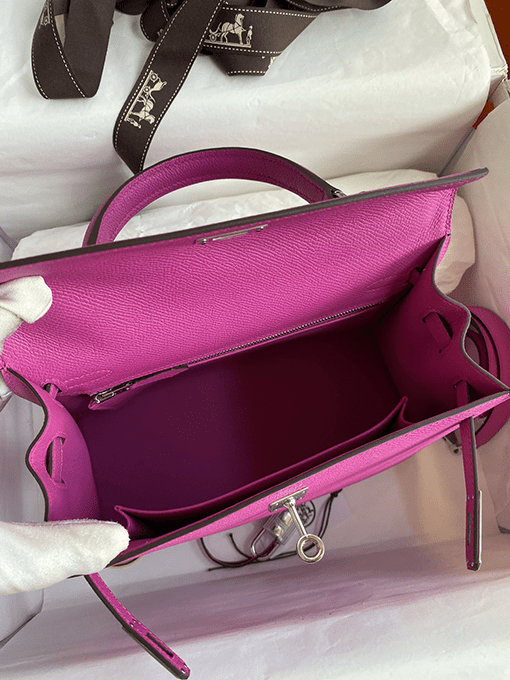 Hermès Kelly Handbag Pink Epsom with Palladium Hardware 25