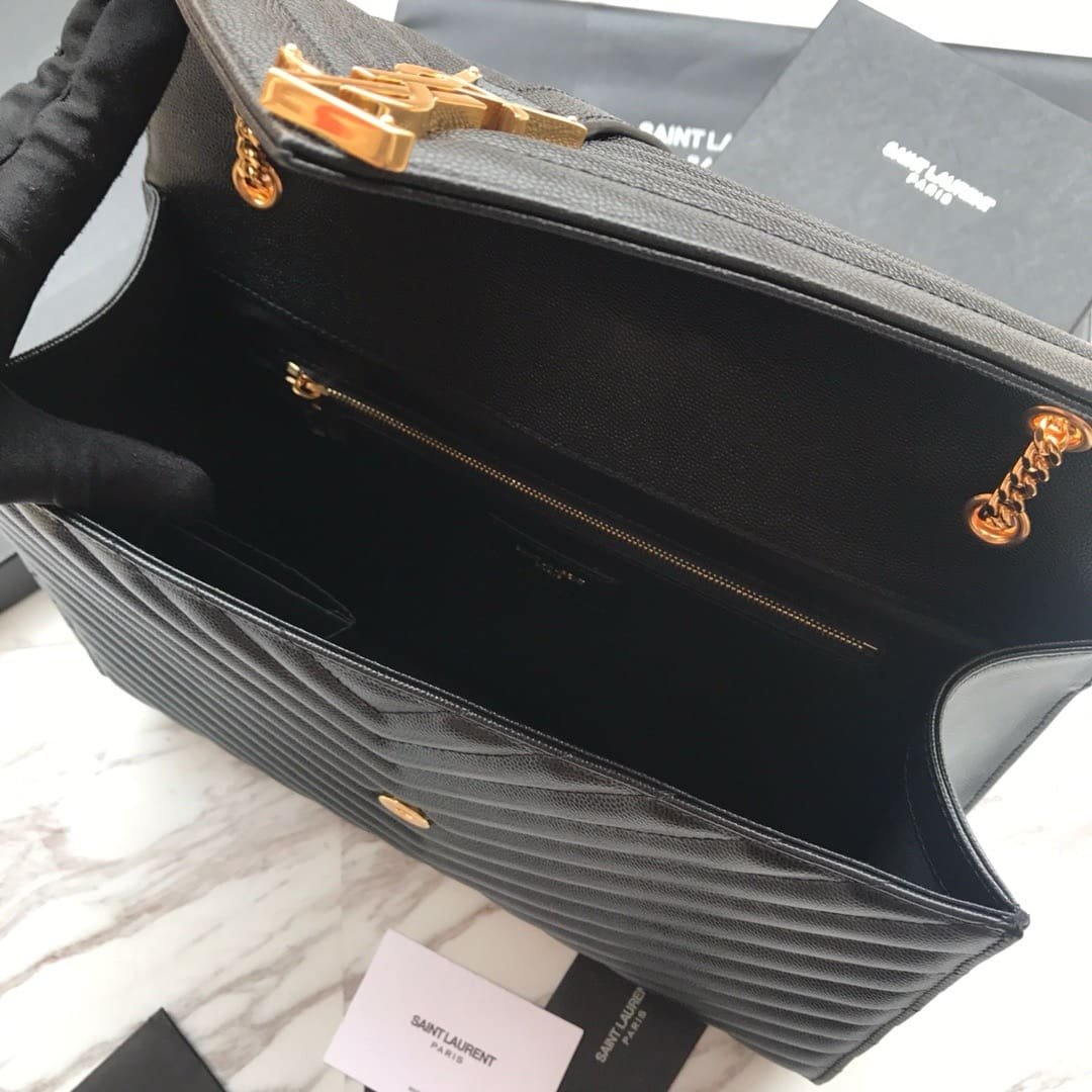 Saint Laurent Envelope Large Bag In Quilted Grain De Poudre Embo
