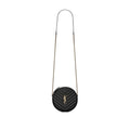 SAINT LAURENT VINYLE ROUND QUILTED GRAIN LEATHER ROUND BAG