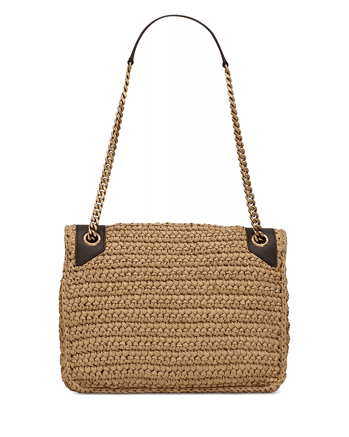 Saint Laurent Niki Medium Chain Bag in Raffia and Leather
