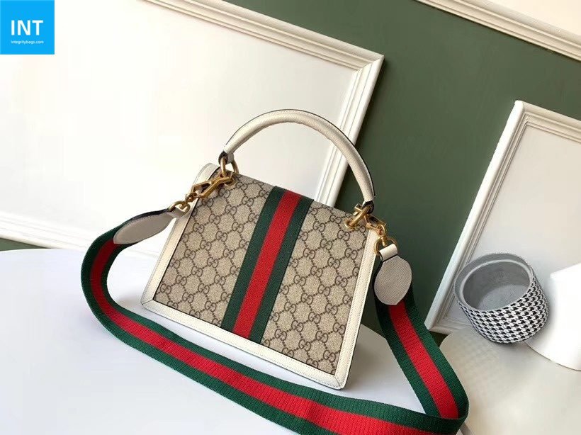 Gucci Queen Margaret Top Handle Bag GG Coated Canvas with Leather Small