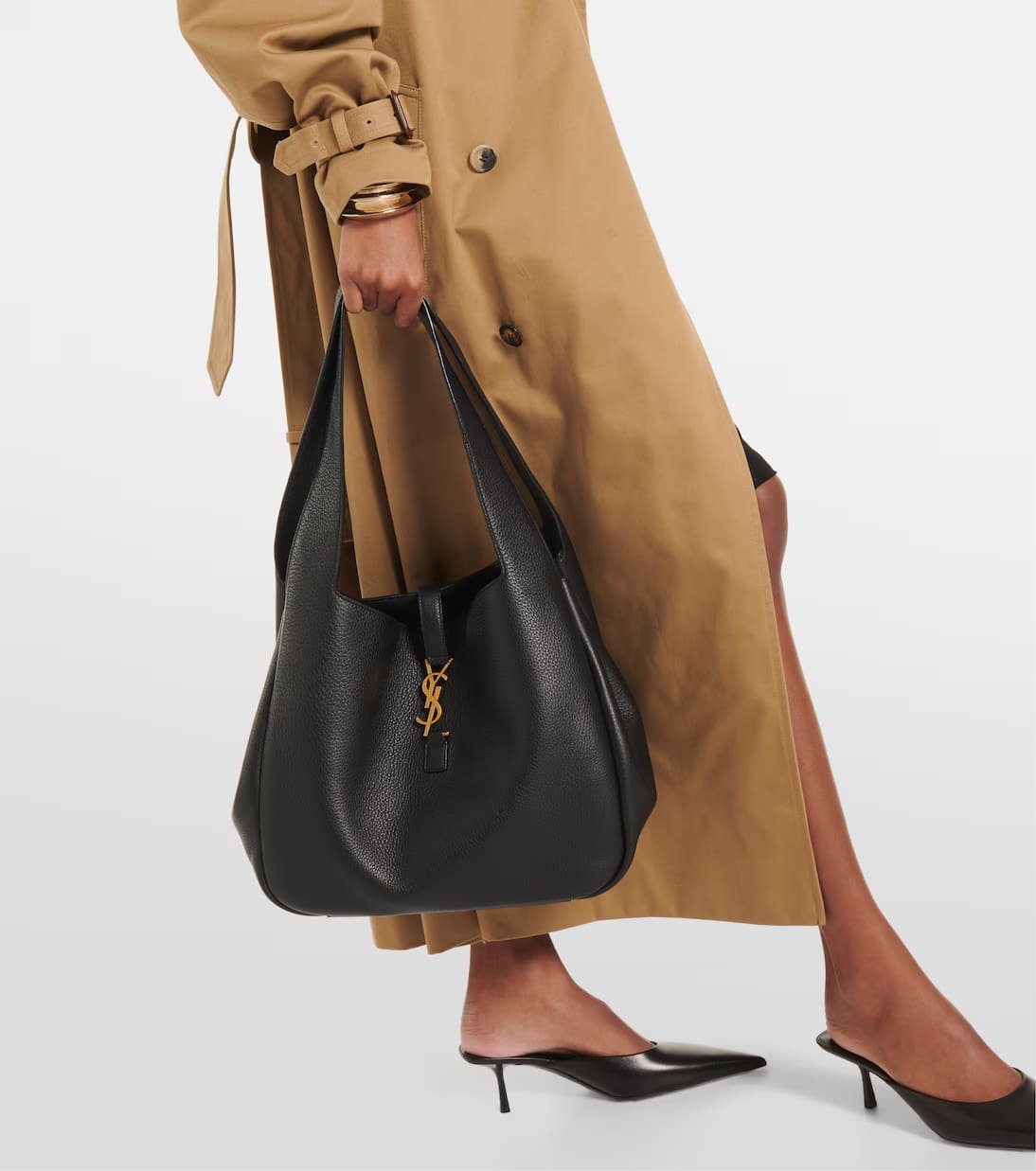SAINT LAURENT Le 5 À 7 Bea textured-leather tote
