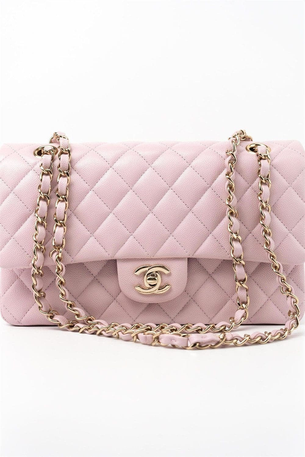 Chanel Medium Classic Double Flap Light Pink Caviar Light Gold Hardware