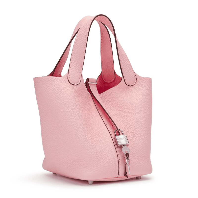Hermès Rose Sakura Clemence Picotin 18 Palladium Hardware