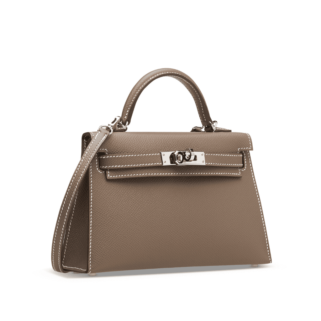 Hermès Etoupe Epsom Mini Kelly 20 ll Palladium Hardware.