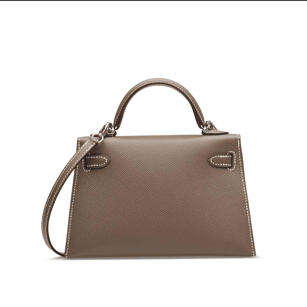 Hermès Etoupe Epsom Mini Kelly 20 ll Palladium Hardware.