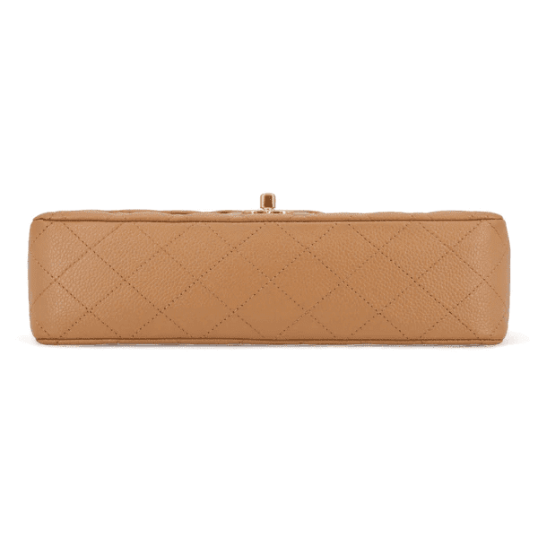 CHANEL Dark Beige Caviar Medium Classic Double Flap Bag