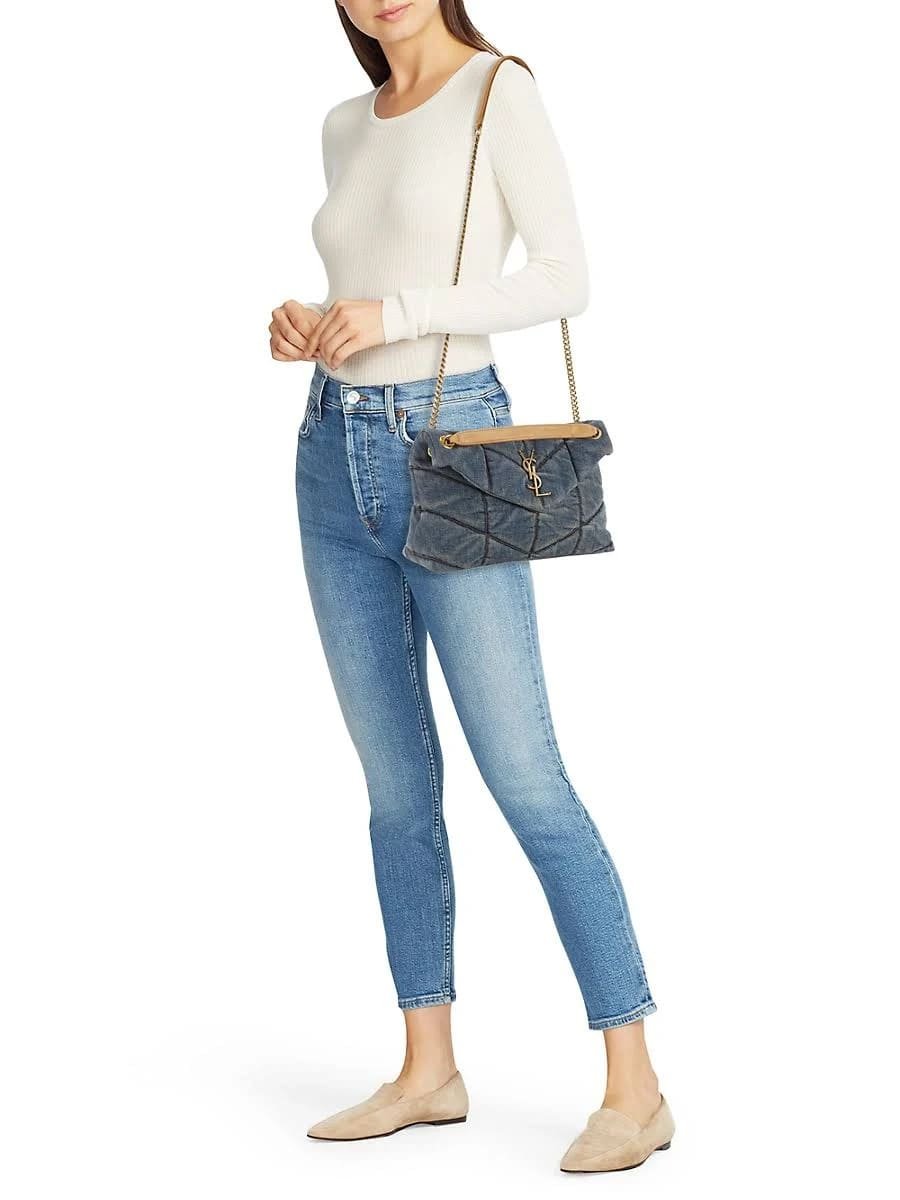 Saint Laurent Denim LouLou Puffer Bag