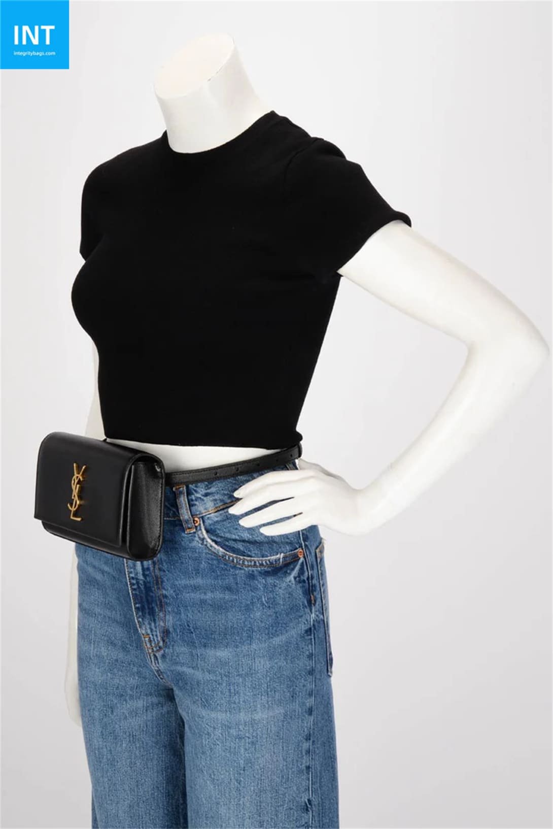 Saint Laurent Black Grain de Poudre Kate Belt Bag