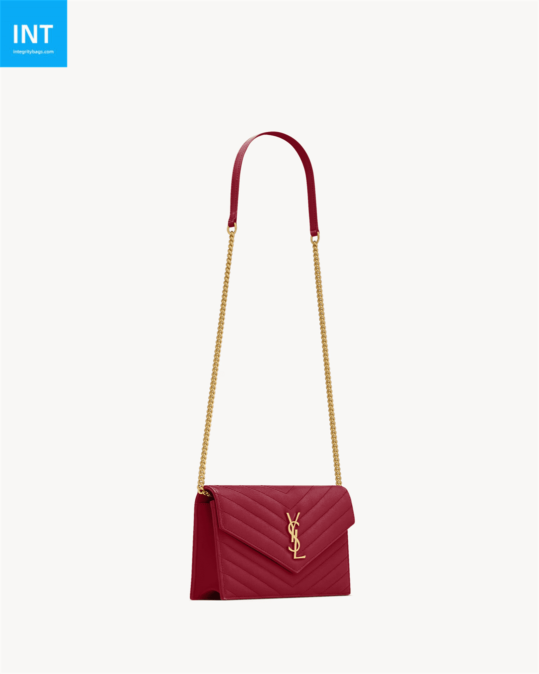 Saint Laurent CASSANDRE envelope chain wallet in lambskin
