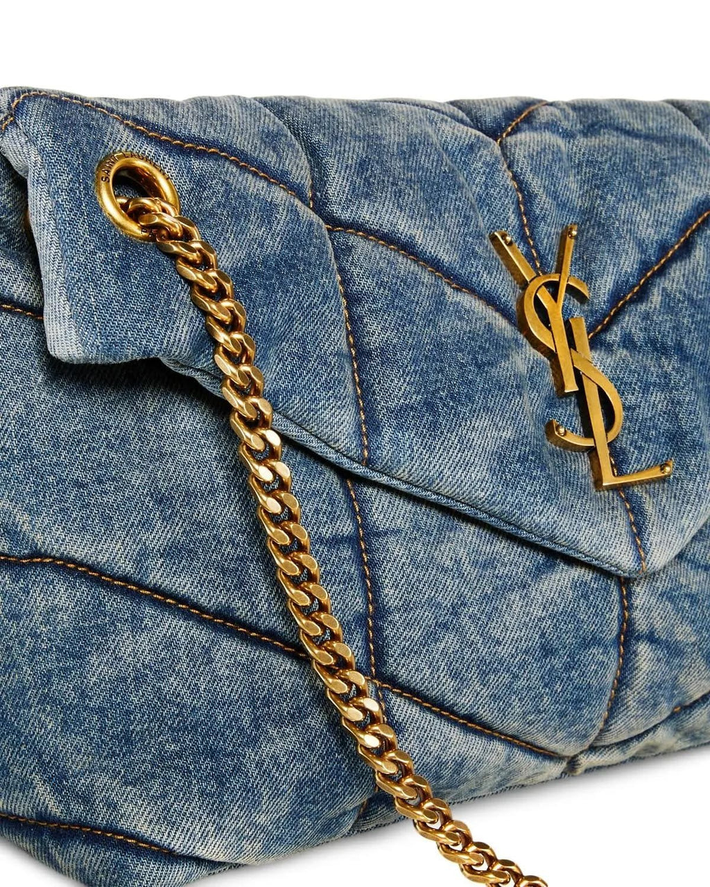 Saint Laurent Denim LouLou Puffer Bag