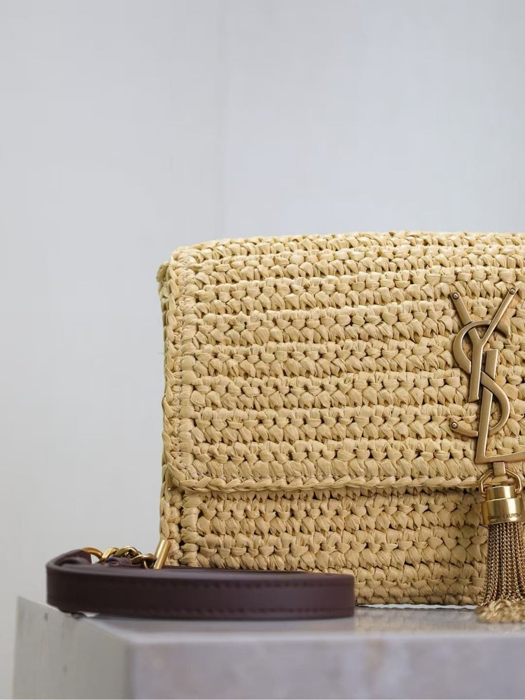 Saint Laurent kate 99 tassel in raffia