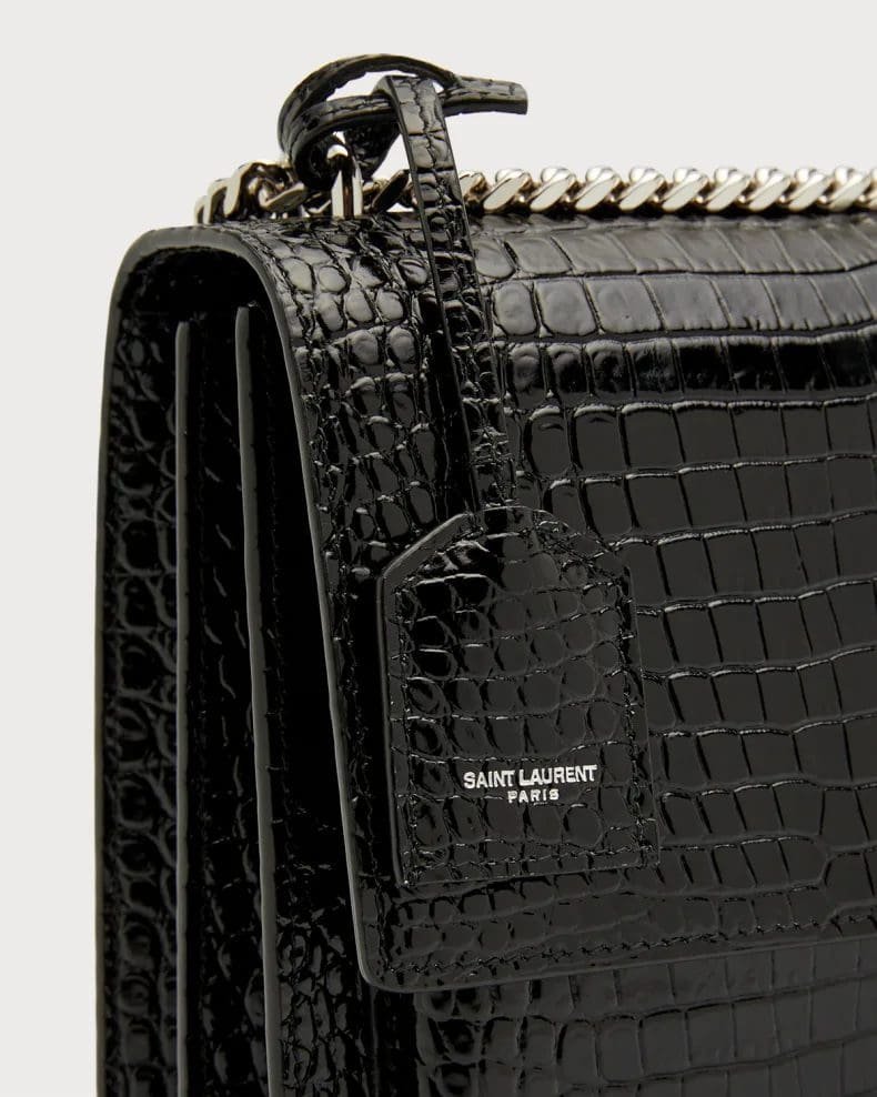 Saint Laurent Sunset Medium In Crocodile Embossed Shiny Leather