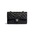 CHANEL SMALL CLASSIC HANDBAG Grained Calfskin & Gold Metal