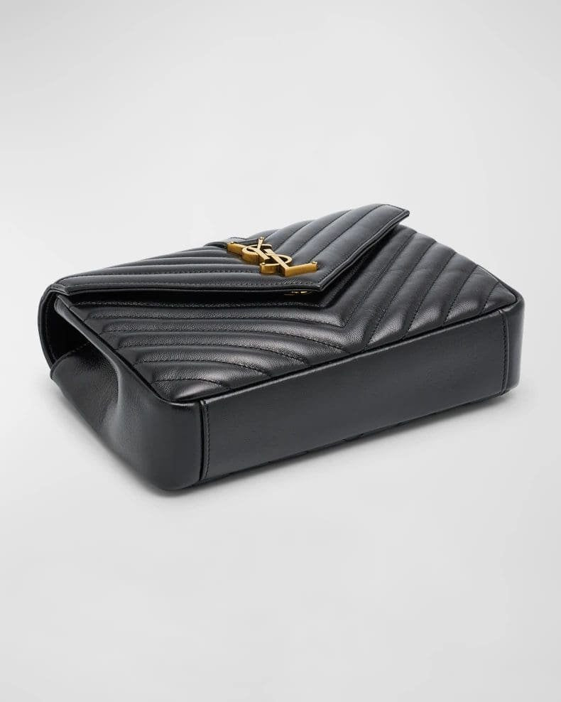 Saint Laurent College Medium YSL Flap Top-Handle Bag in Quilted Leather