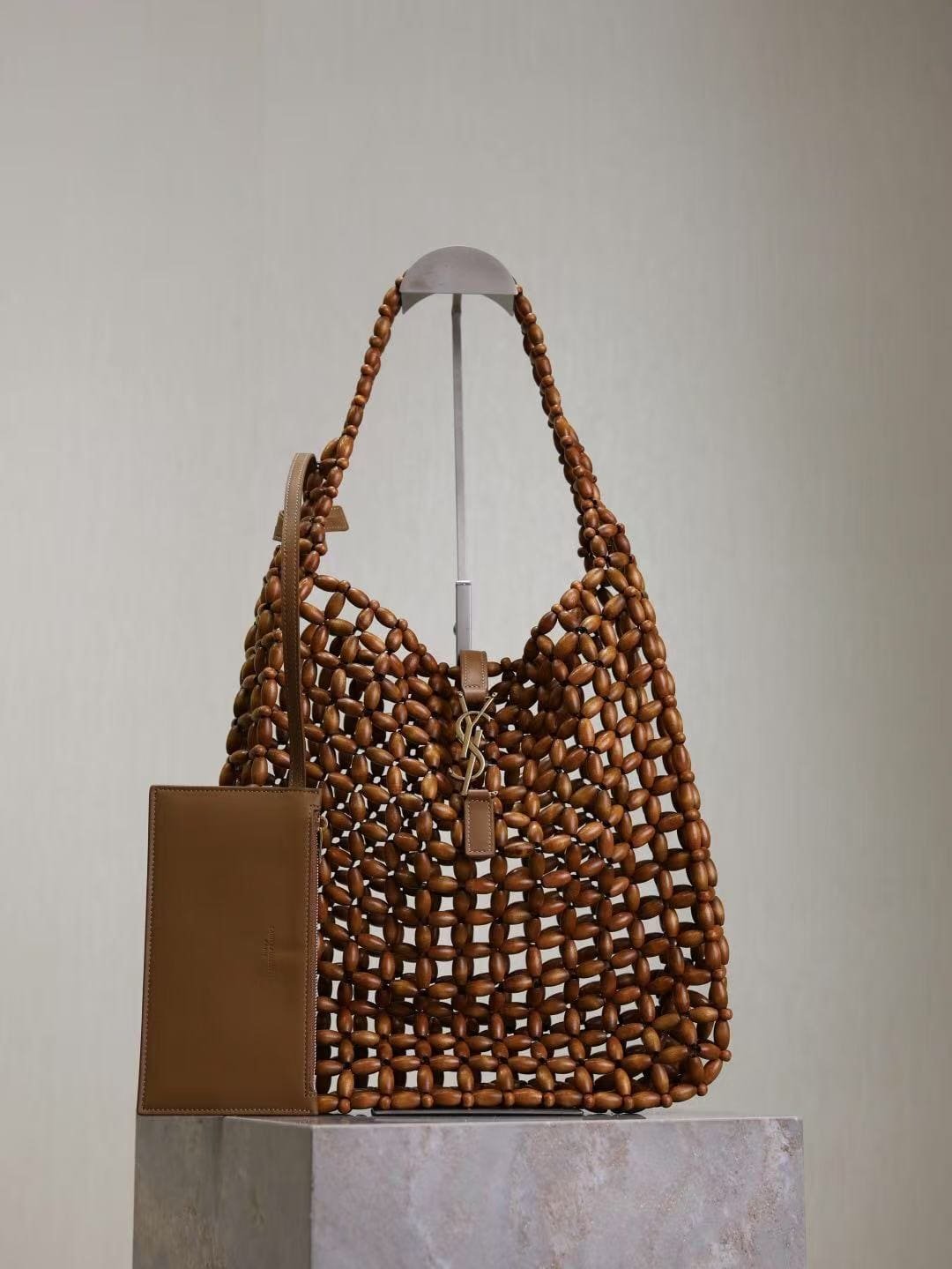 Saint Laurent LE 5 À 7 large in wood beads