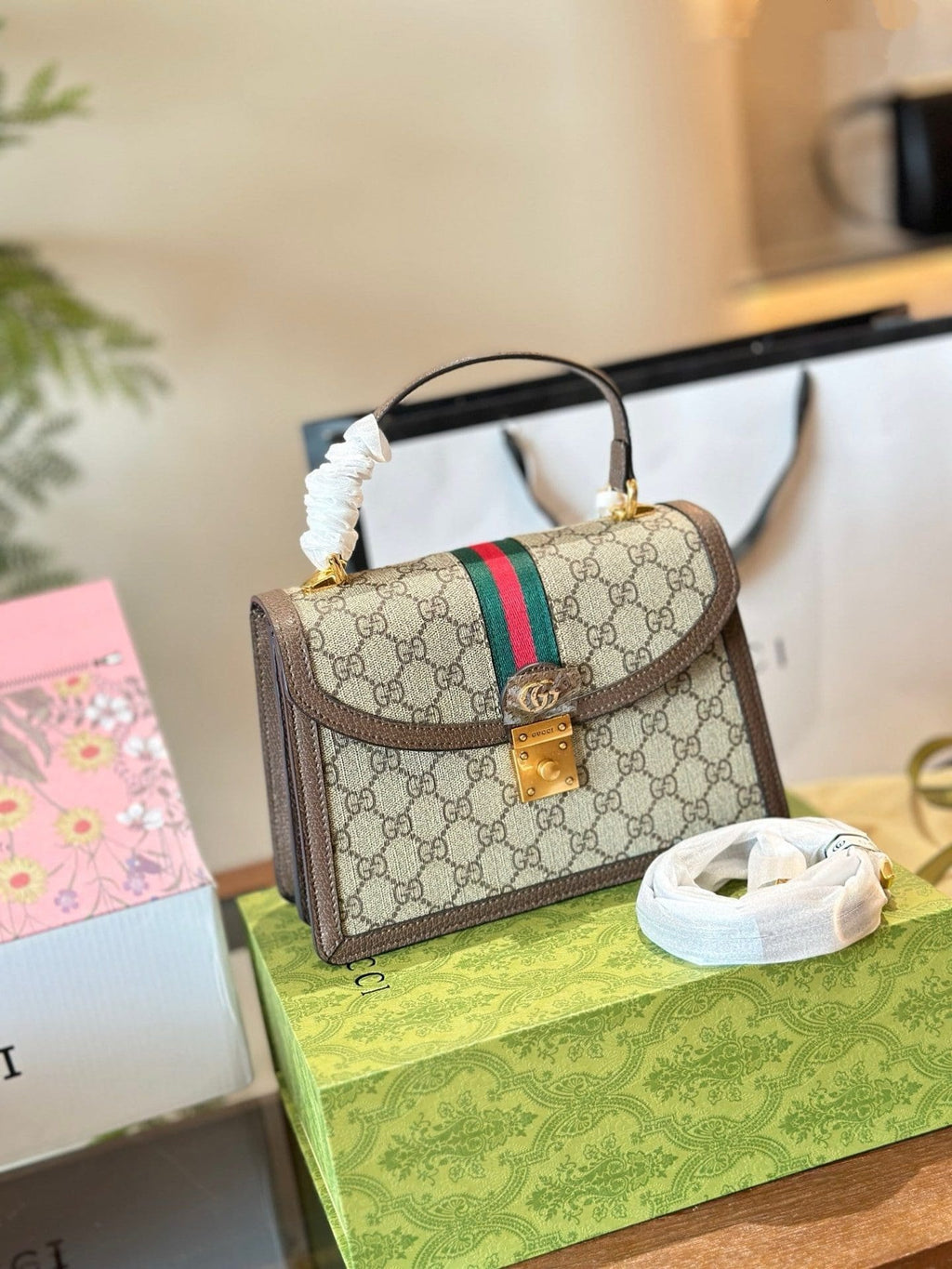 GUCCI OPHIDIA TOP HANDLE SMALL BAG