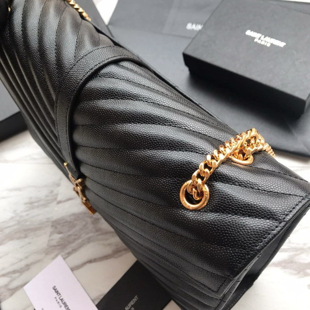 Saint Laurent Envelope Large Bag In Quilted Grain De Poudre Embo