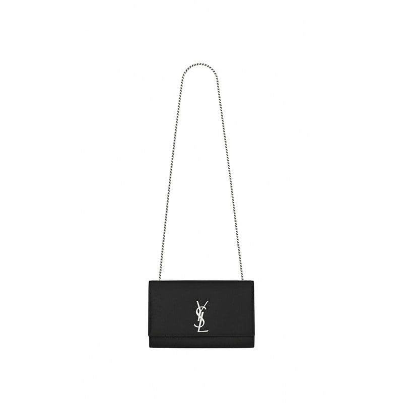 Saint Laurent Large Kate Chain Bag In Black Textured Leather