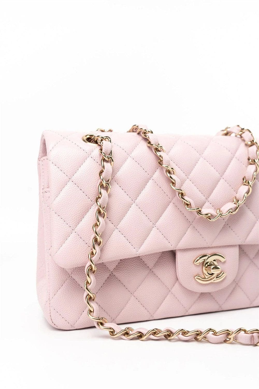 Chanel Medium Classic Double Flap Light Pink Caviar Light Gold Hardware