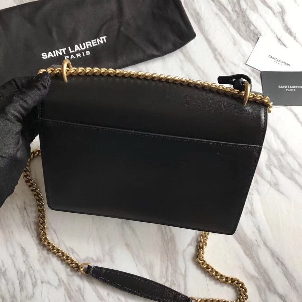 Saint Laurent  Calfskin Bi-Color Medium Monogram Sunset Black Pearl White