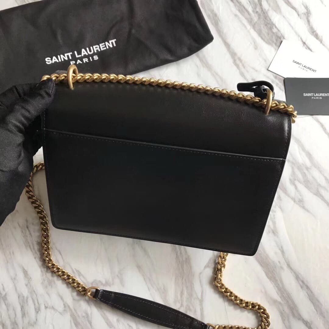 Saint Laurent  Calfskin Bi-Color Medium Monogram Sunset Black Pearl White