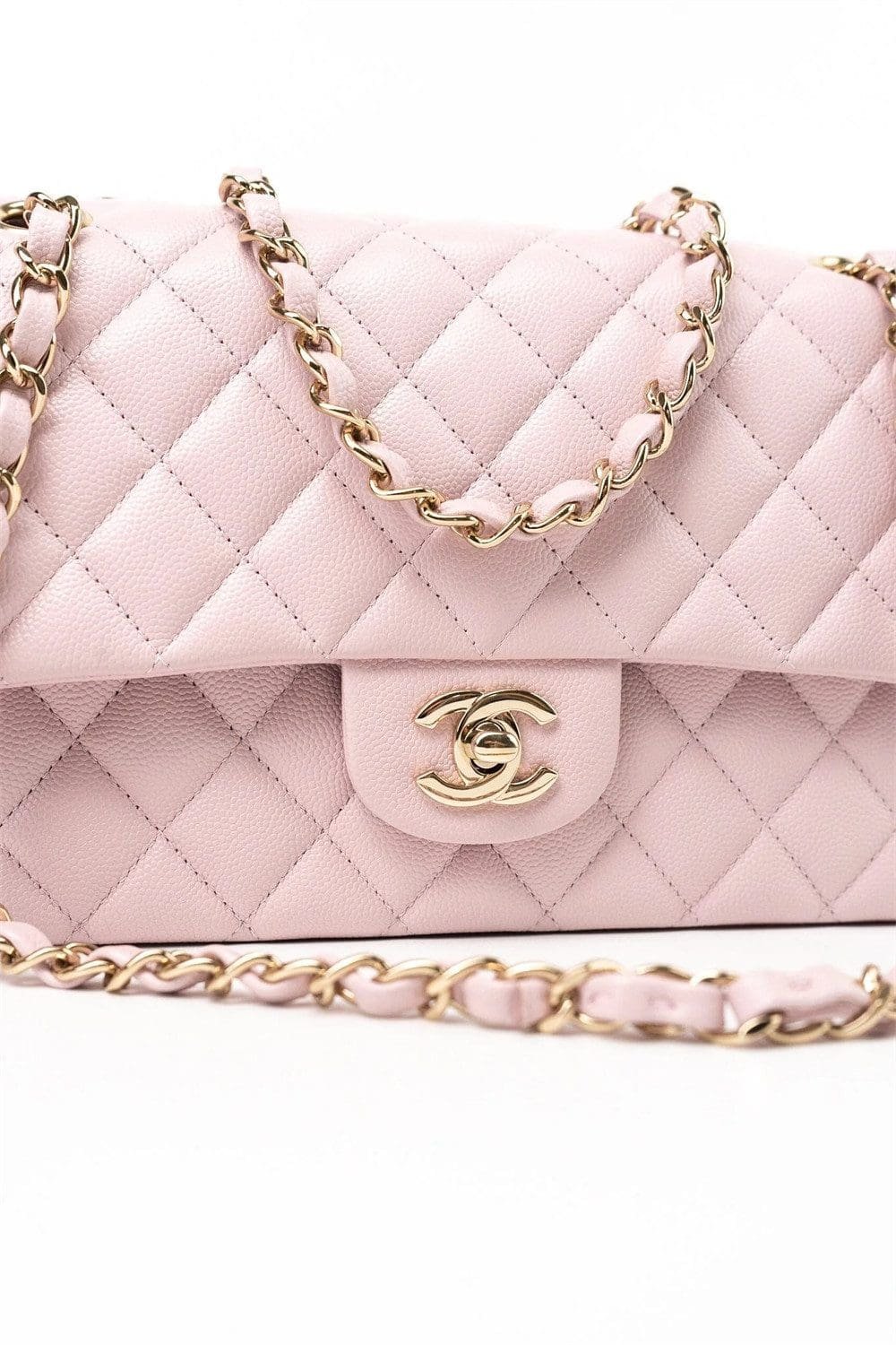Chanel Medium Classic Double Flap Light Pink Caviar Light Gold Hardware