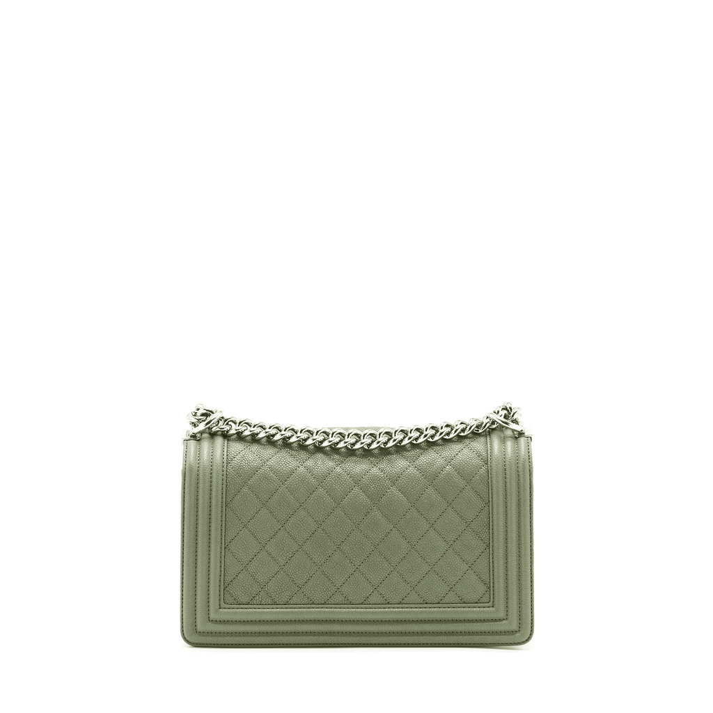 CHANEL MEDIUM BOY BAG CAVIAR LIGHT GREEN