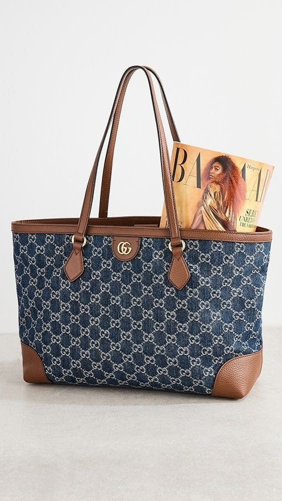 Gucci Blue Denim Ophidia Medium Tote